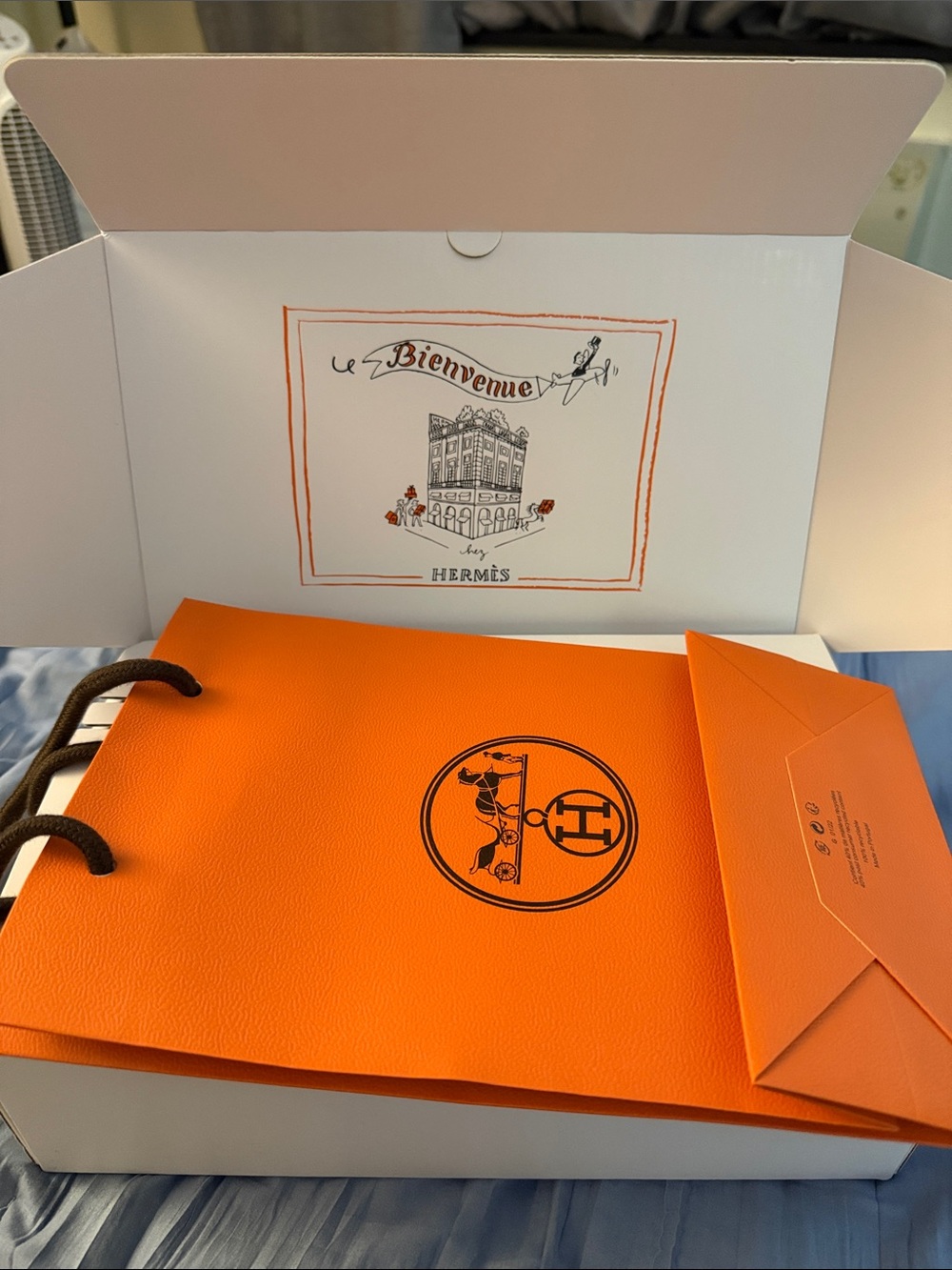 Hermes Orange Gift Bag and White Gift Box